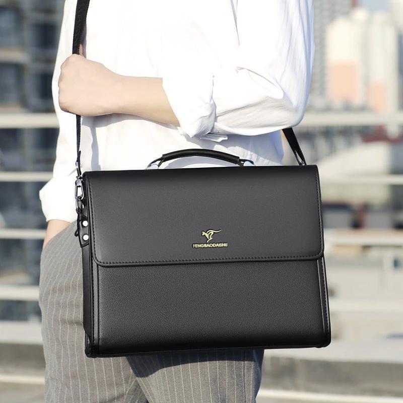 Men's Horizontal Leather Briefcase by GJG Denim