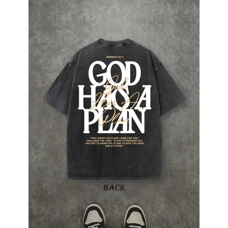 Vintage Washed Double-sided Printed T-shirt For Men by GJG Denim