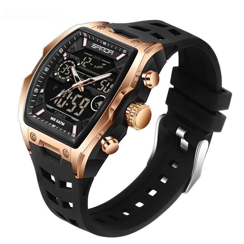 Multifunctional Cask-Shaped Luminous Sports Electronic Watch For Men by GJG Denim