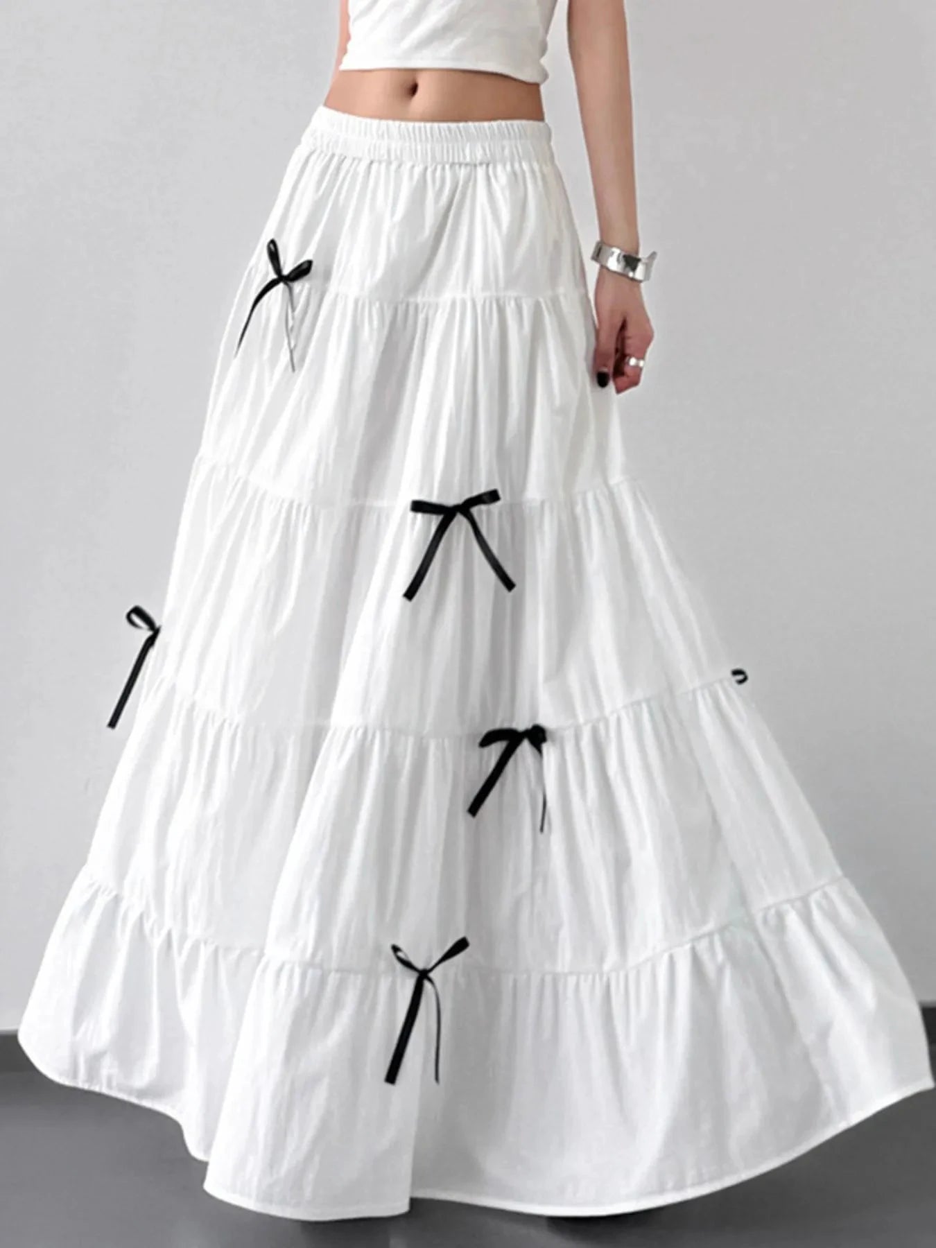 Tiered Bow Maxi Skirt by Lady Ros