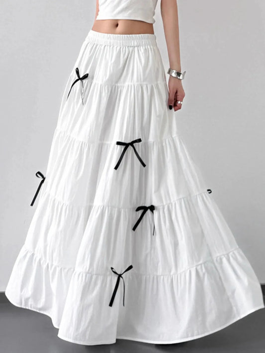 Tiered Bow Maxi Skirt by Lady Ros