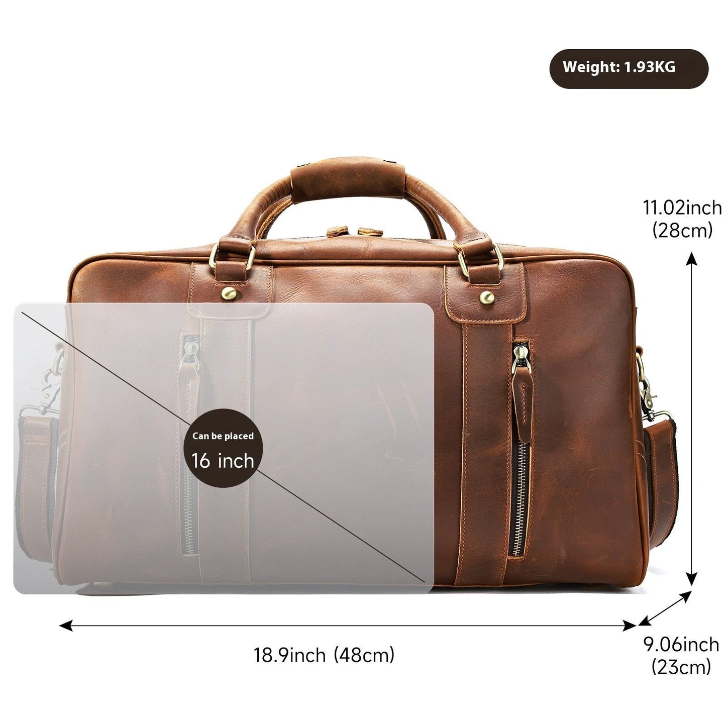 Retro Short-distance Travel Bag Genuine Leather Men by Social Buzz eSIMs
