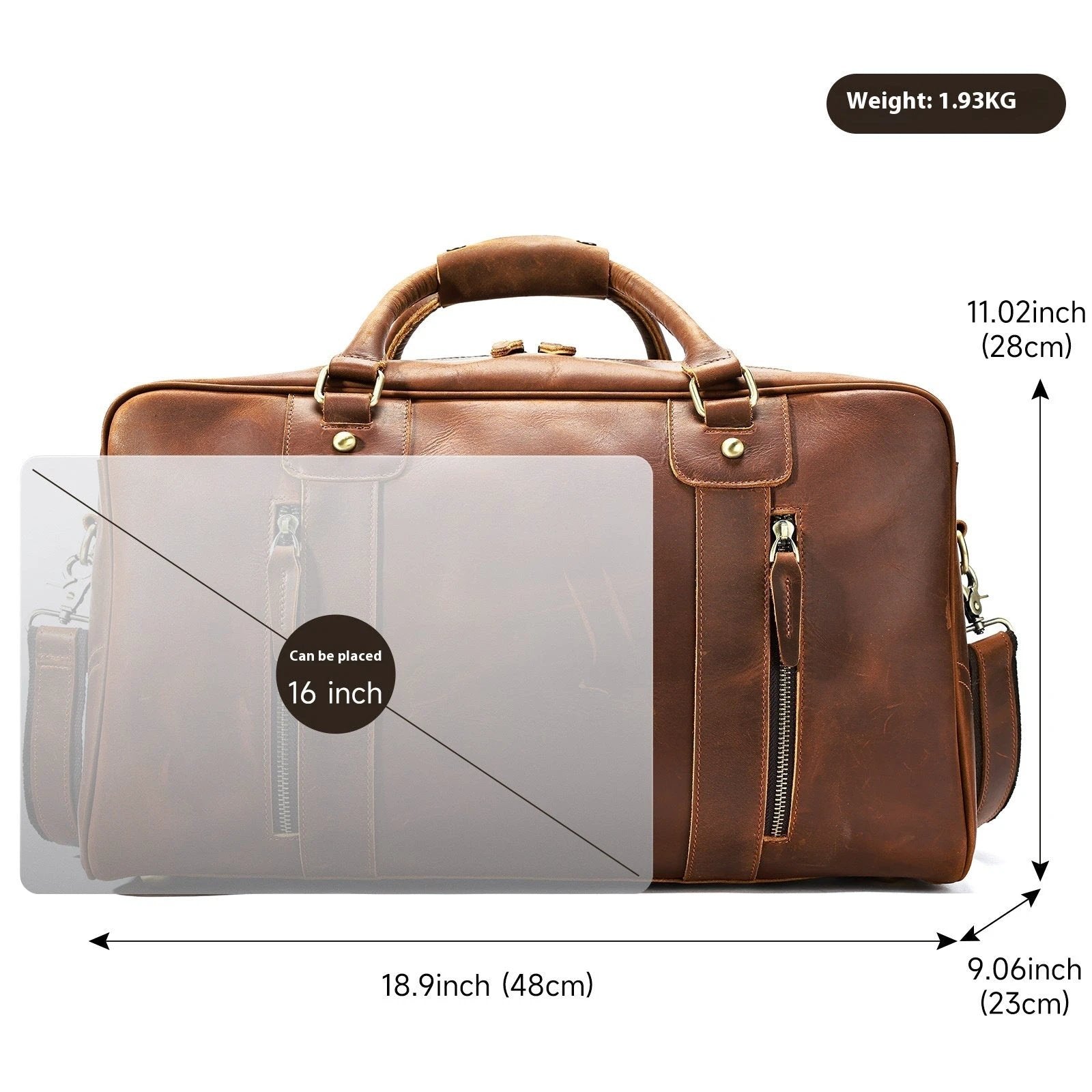 Retro Short-distance Travel Bag Genuine Leather Men by Social Buzz eSIMs