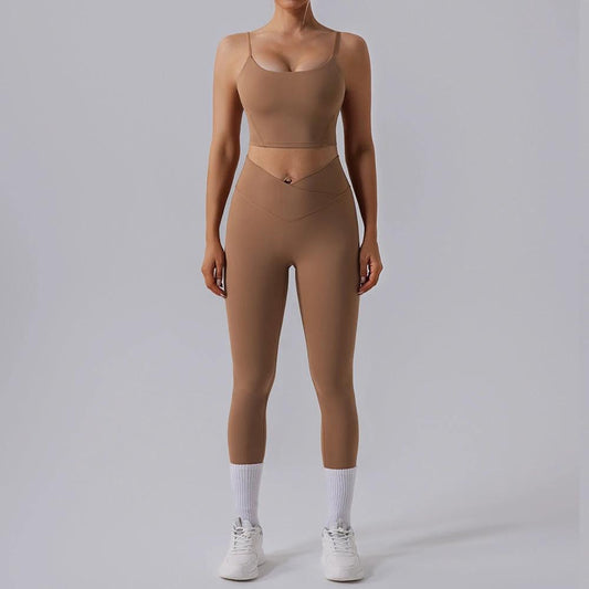 High Waist Tight Yoga Workout Clothes Sports Suit Women by GJG Denim