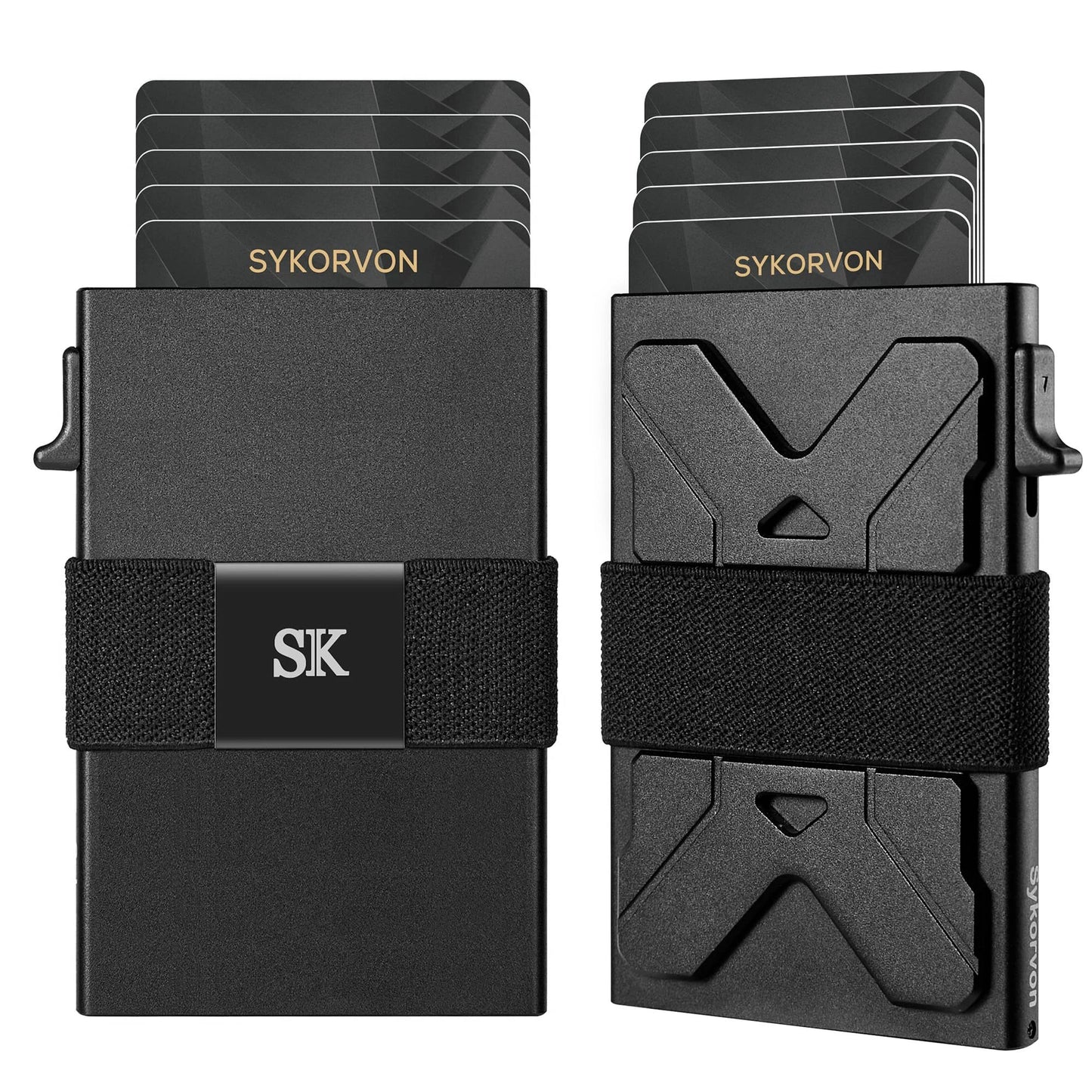 Men's Aluminum Slim Wallet With Money Band, RFID Blocking Holds 12 Cards Plus Cash by GJG Denim