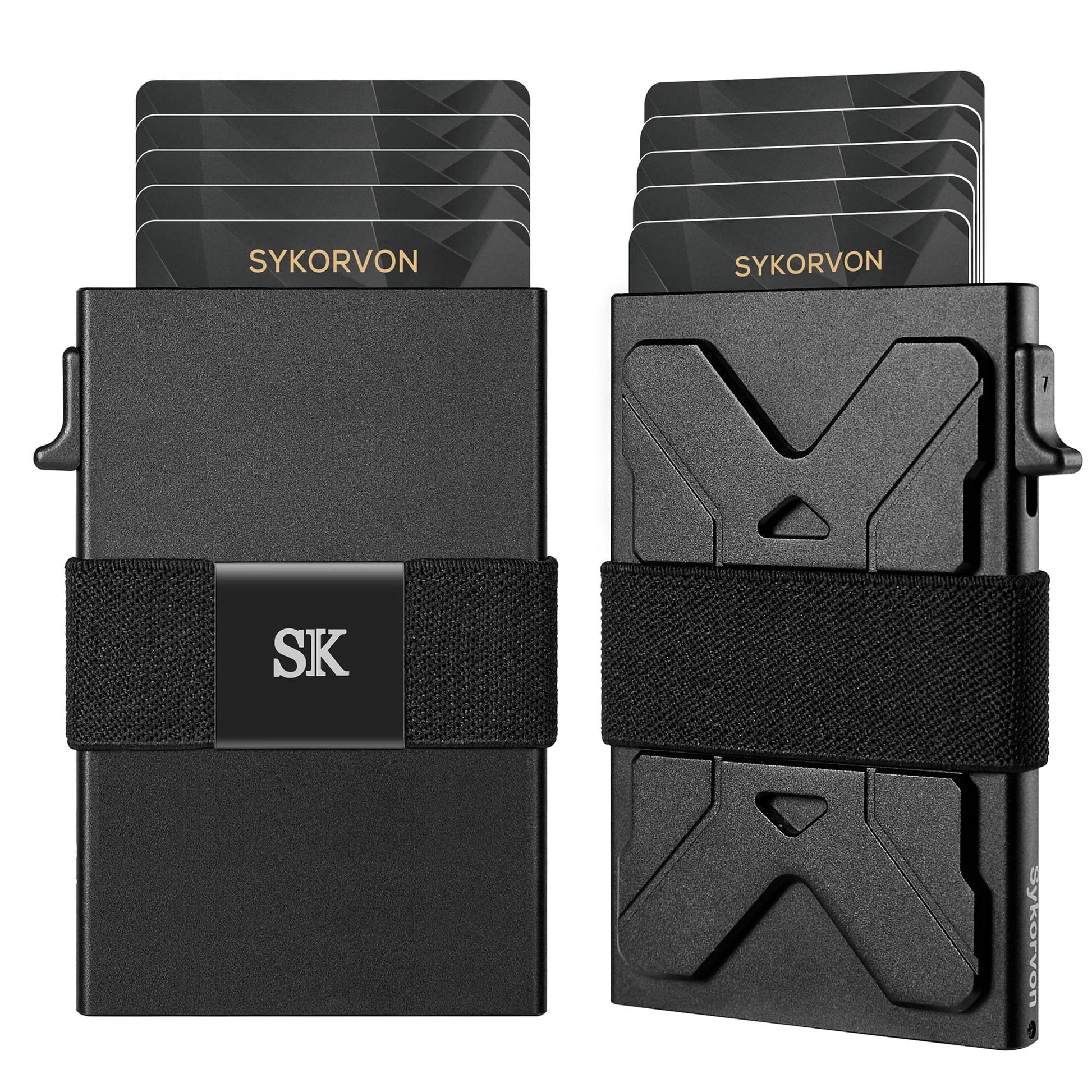 Men's Aluminum Slim Wallet With Money Band, RFID Blocking Holds 12 Cards Plus Cash by GJG Denim