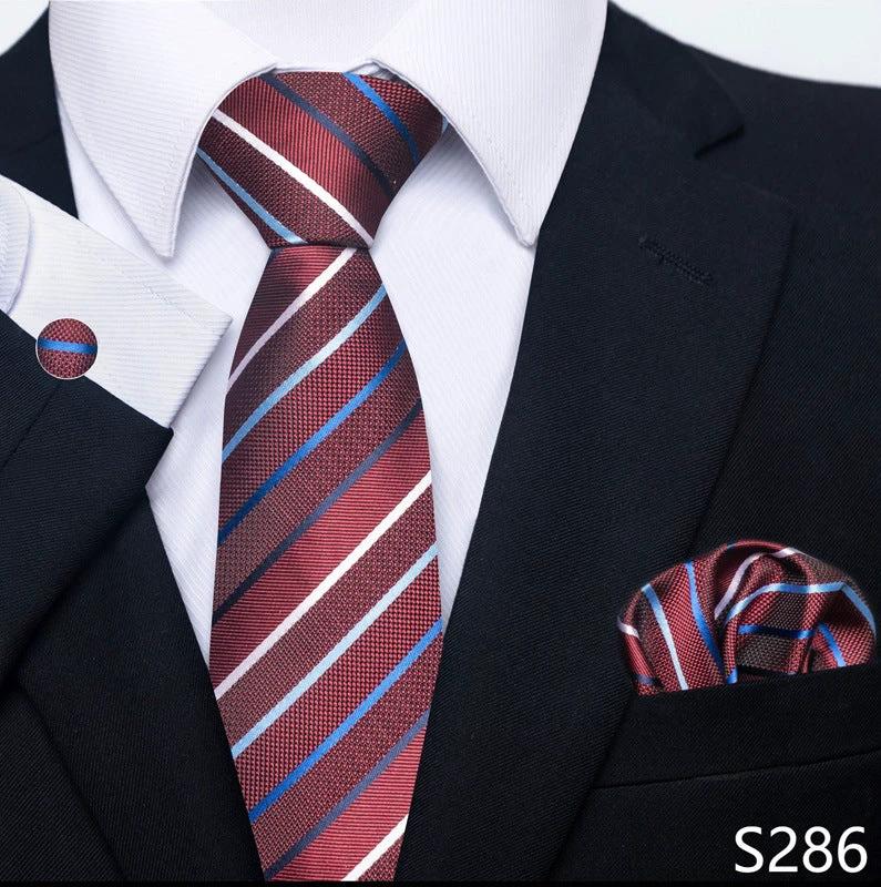 Men's Creative All-match Business Formal Wear Tie Scarf Cufflink Set by GJG Denim