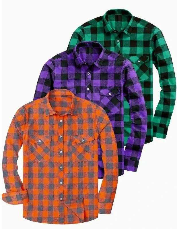 Men's Casual Loose Flannel Plaid Shirt by GJG Denim