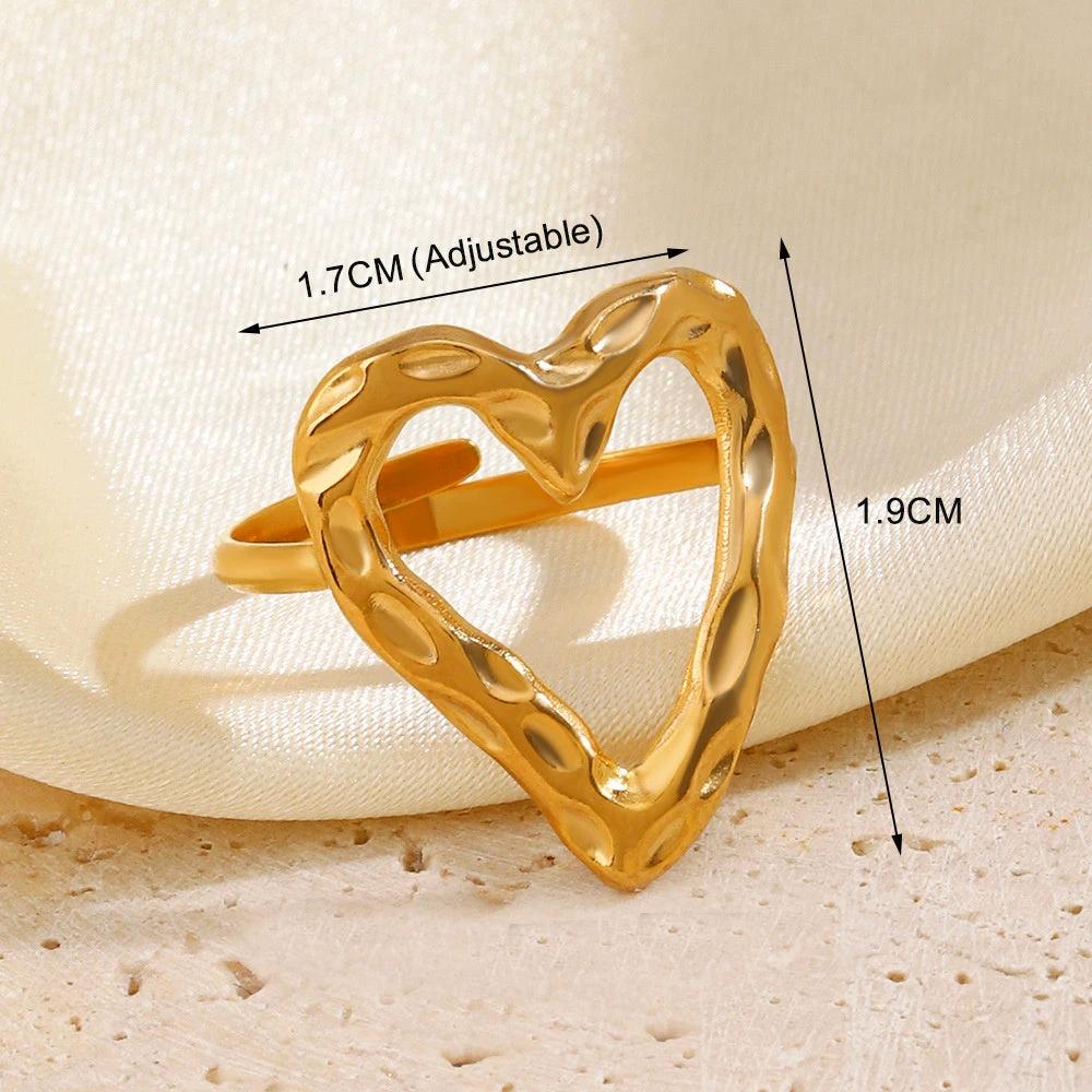 Retro Love Adjustable Stainless Steel Ring by GJG Denim