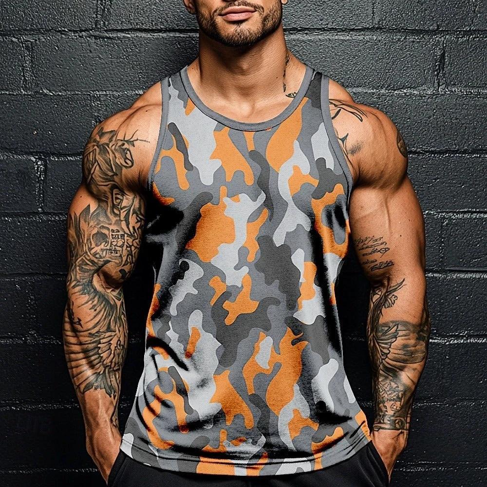 Fashion Camouflage Print Loose Short Sleeve Men by GJG Denim