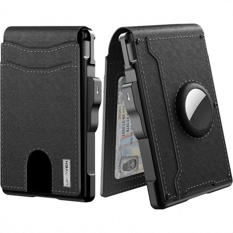 Men's Card Holder Large Capacity Flip Carbon Fiber Metal Cartridge by GJG Denim