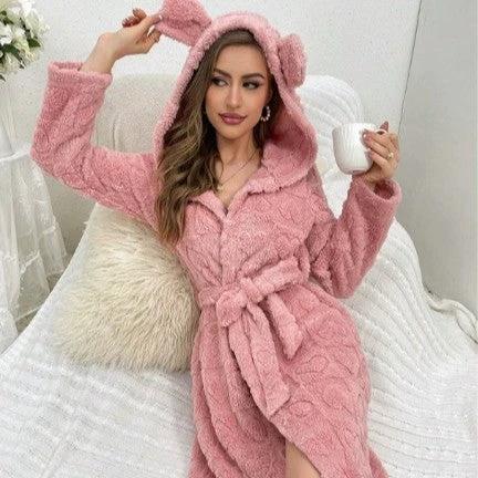 Bathrobe Night-robe Love Flannel Sweet Cute by GJG Denim