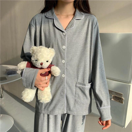 Japanese Pajamas Women Ins Sweet And Simple Homewear Suit by GJG Denim