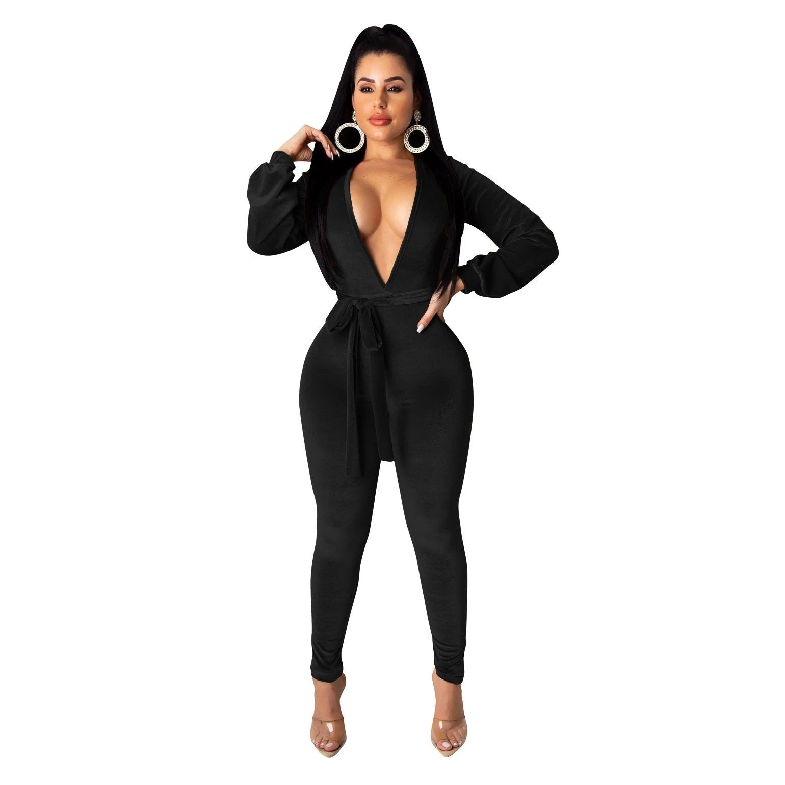 Sexy Fashion Solid Color Silver Fox Velvet Jumpsuit by GJG Denim