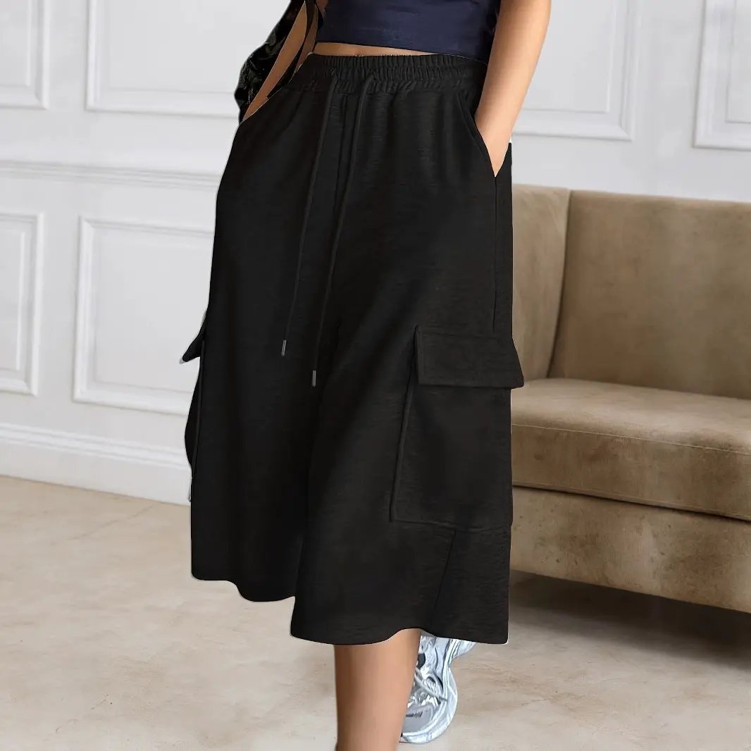 Straight-leg Figure-flattering Gray Wide-leg Capris Versatile by GJG Denim