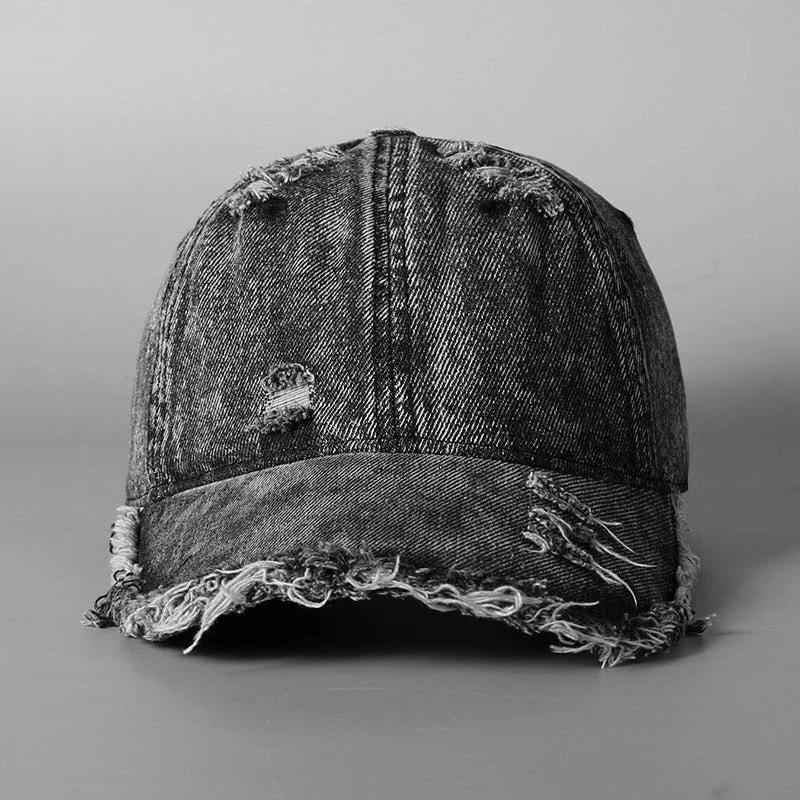 Washed Denim Burr Baseball Cap For Men by GJG Denim