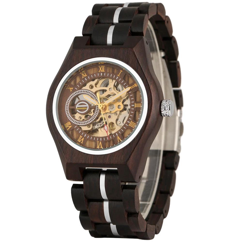 Openwork Roman Dial Automatic Mechanical Men's Watch by GJG Denim