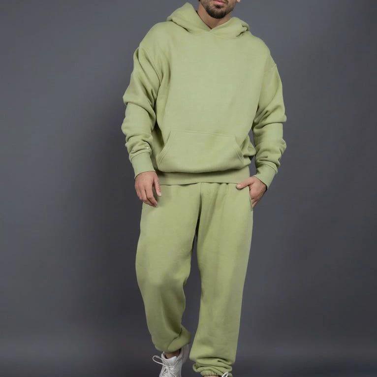 Men's Casual Loose Solid Color Hooded Sweatshirt Pants by GJG Denim