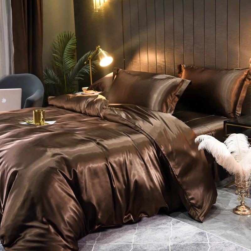 Pure-color Double-sided Silk Quilt Cover Four-piece Set by GJG Denim