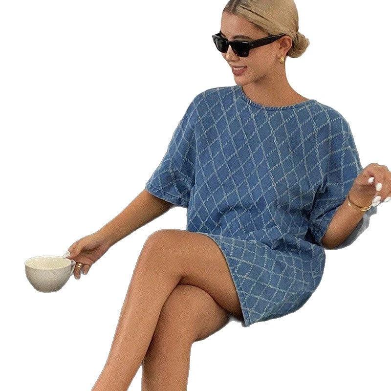 Women's Denim-Style Patterned Casual Dress by GJG Denim