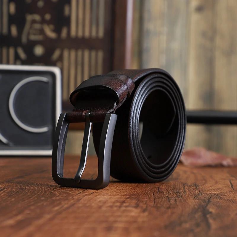 Men's Alloy Pin-buckle Belt With Top-layer Cowhidenew Casual Style by GJG Denim