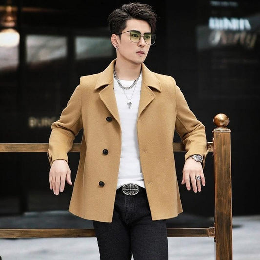 Men's Double-faced Woolen Fashion Coat by GJG Denim