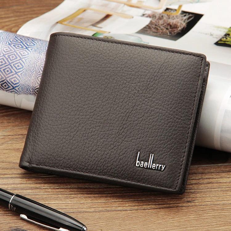 Genuine Leather Two-Fold Short Wallet For Men by GJG Denim