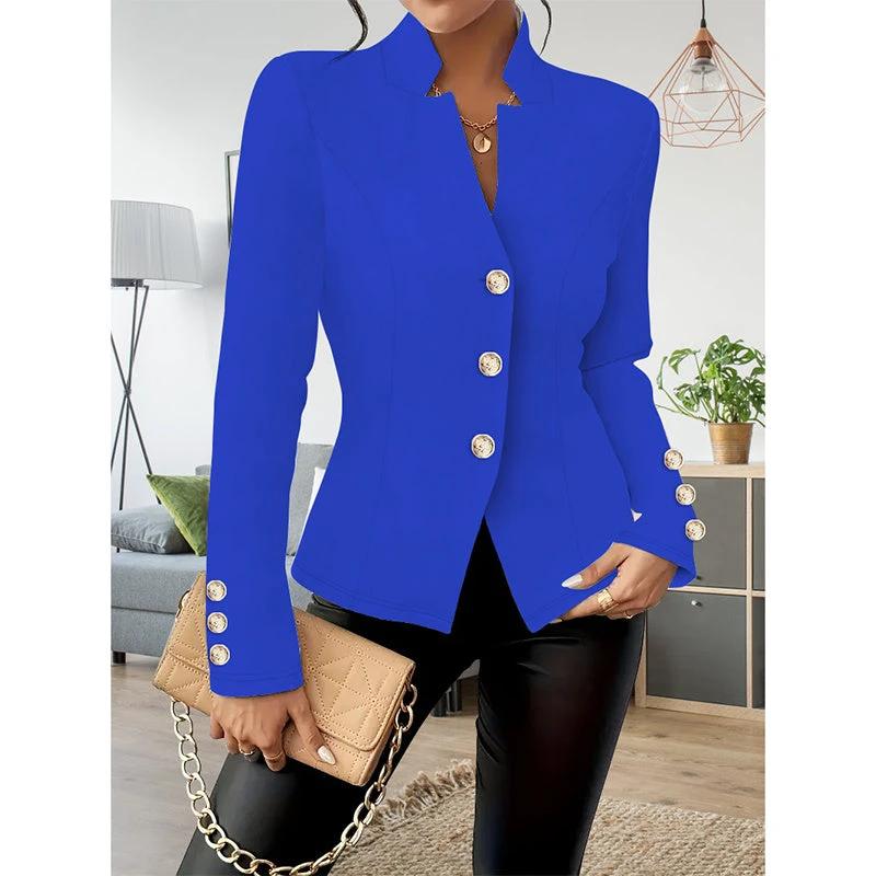 Women Casual Blazers Long Sleeve Business Outerwear Slim Fitting Single Breasted Jacket by GJG Denim