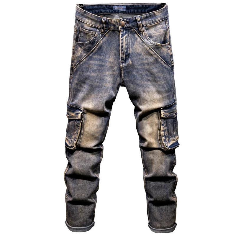 Men's Nostalgic Retro Multi-pocket Jeans by GJG Denim