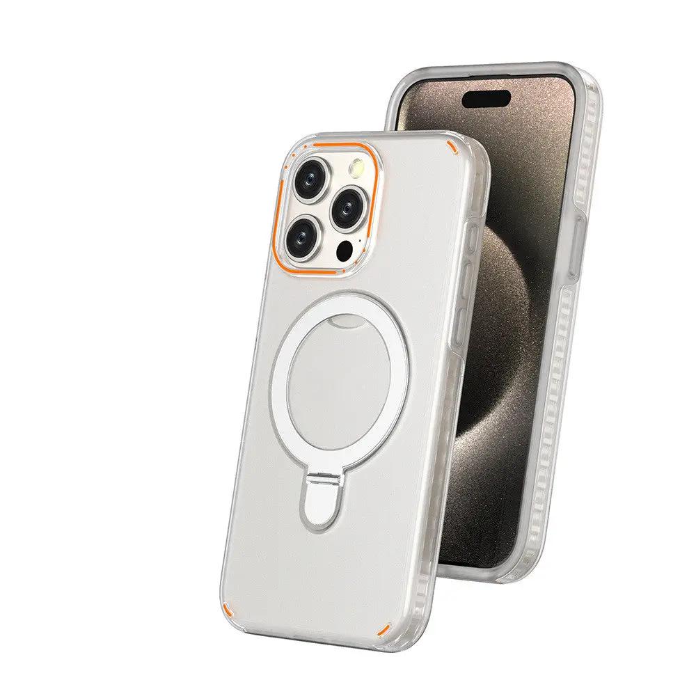 New Colorful Magnetic Bracket Phone Case With Holder Stand Cover For Magesafe Magnetic Transparent Wireless Charge Case For Phone by GJG Denim