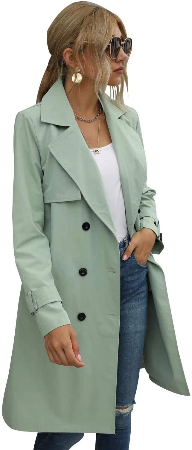 European And American Autumn Women's Double Breasted Fashion Casual Trench Coat by GJG Denim