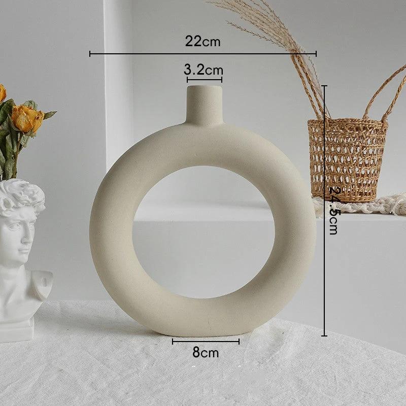 Simplicity Ceramic Vase Dry Flower Arrangement Home Decoration Ornament Living Room Display Art Vases by GJG Denim