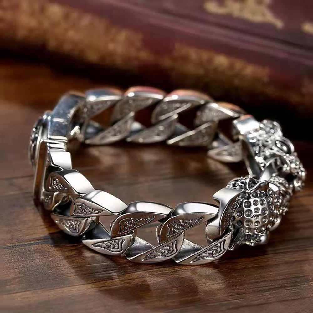 Double Leopard Head Bracelet For Men by GJG Denim