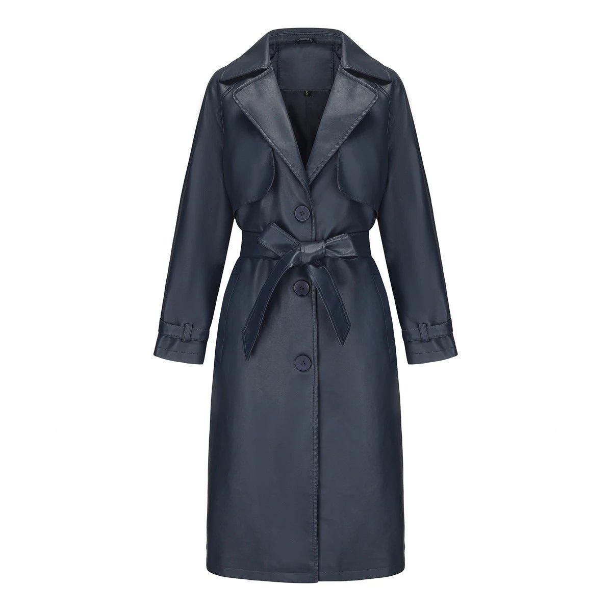 Women's Long, Loose-fit Classic Trench Coat With A Lapel And Belt by GJG Denim