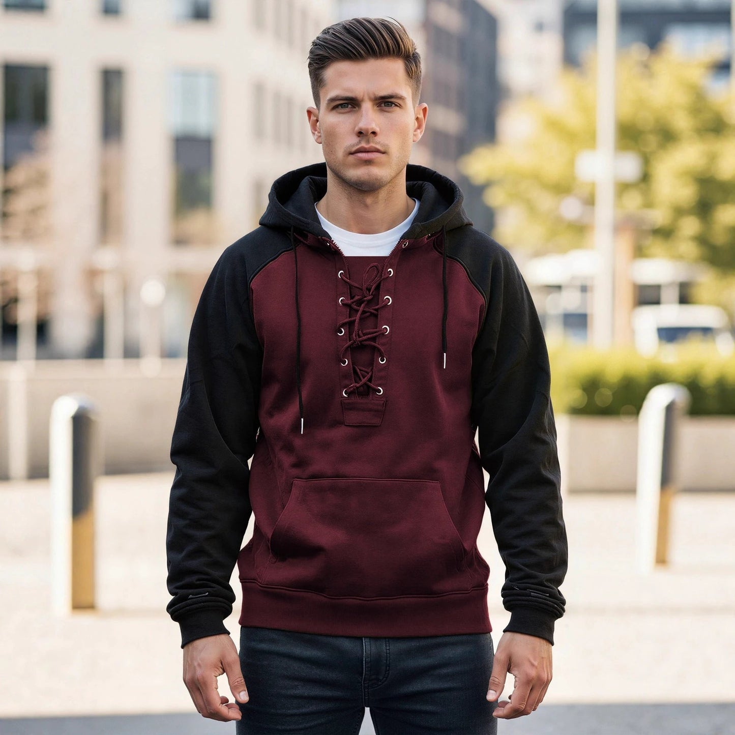 Men's Drawstring Hooded Sweatshirt by GJG Denim