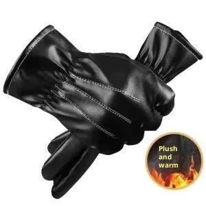 Men's PU Leather Warm Gloves by GJG Denim