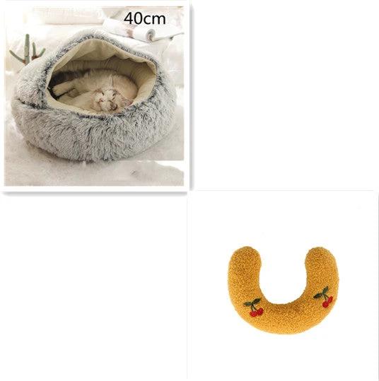 2 In 1 Dog And Cat Bed Pet Winter Bed Round Plush Warm Bed House Soft Long Plush Pets Bed Pet Products by GJG Denim