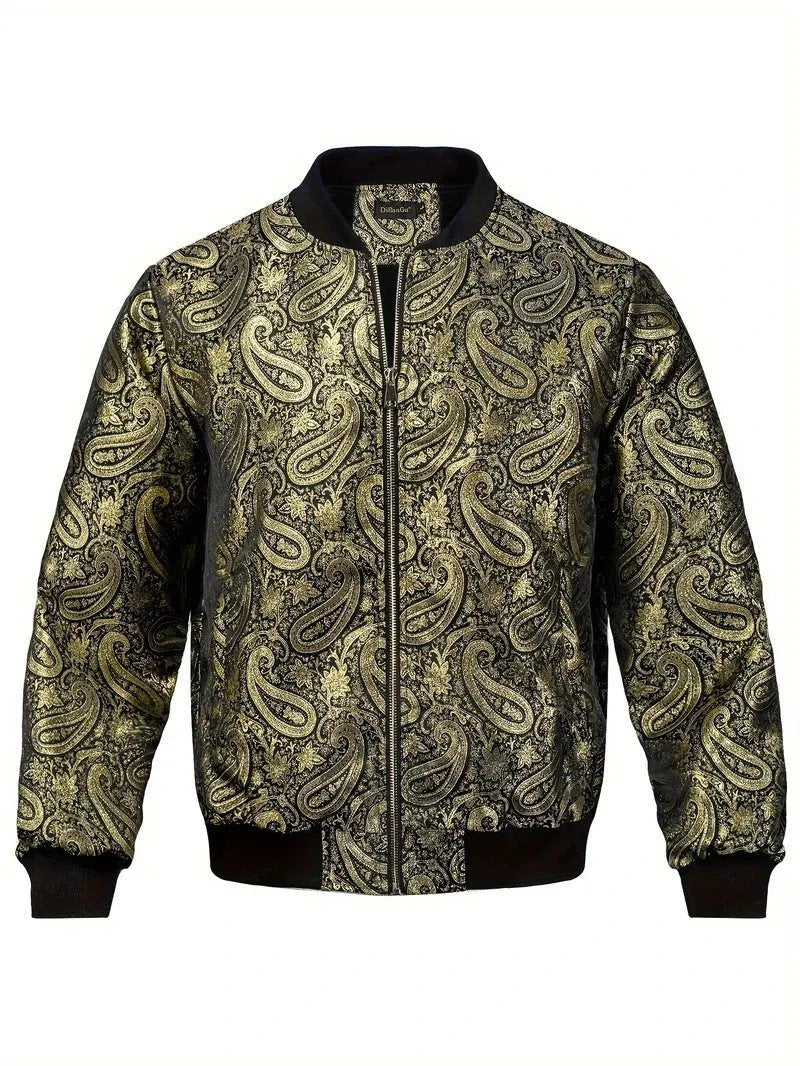 Men's Trendy Jacket With A Stand-up Collar Paisley Print by GJG Denim