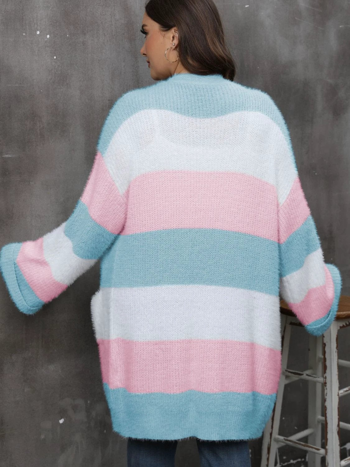 Plus Size Open Front Long Sleeve Cardigan by Lady Ros