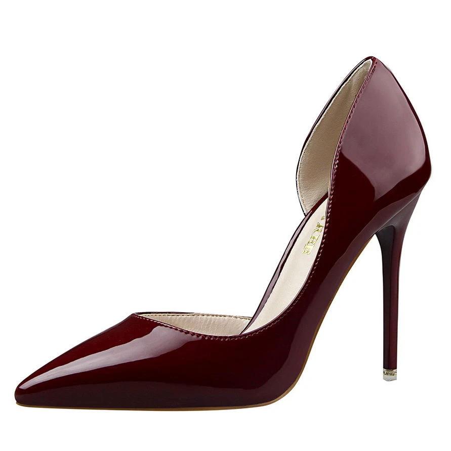 Womens Pumps Shoes Dorsay High Heels Pointed Toe Patent Leather by GJG Denim