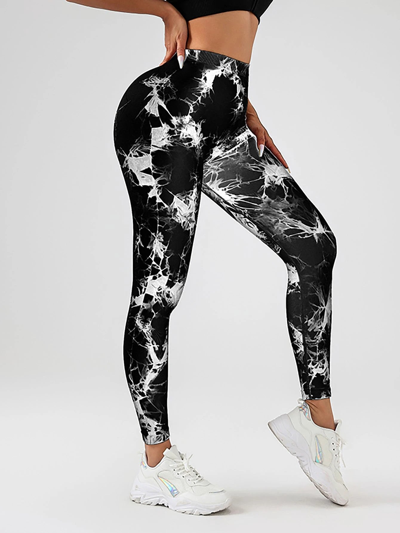 Tie Dye Slimming Yoga Leggings, Butt Lifting High Stretch Casual Fitness Yoga Pants, Women's Activewear by GJG Denim