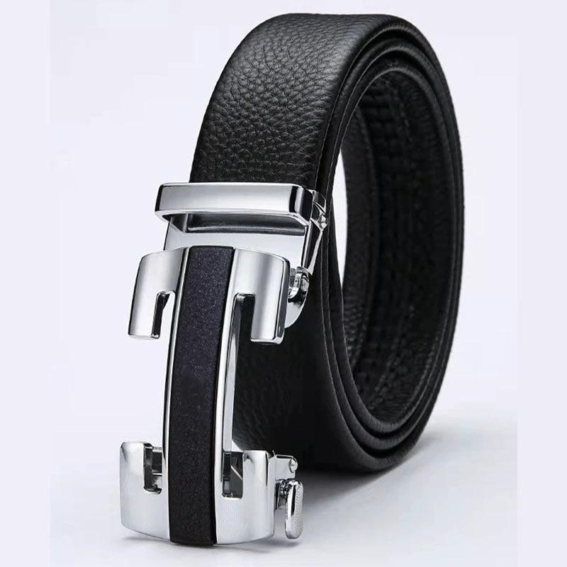 Men's Genuine Leather Belt With Automatic Buckle by GJG Denim