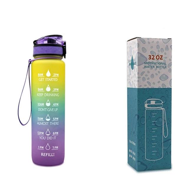1L Tritan Water Bottle With Time Marker Bounce Cover Motivational Water Bottle Cycling Leakproof For Sports Fitness by GJG Denim
