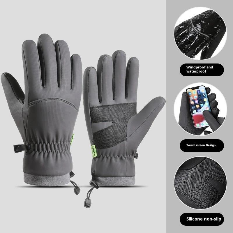 Fleece-lined Thick Waterproof And Cold-resistant Gloves by GJG Denim