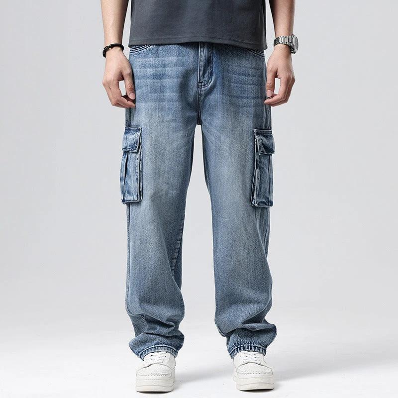 Men's Nostalgic Retro Multi-pocket Jeans by GJG Denim