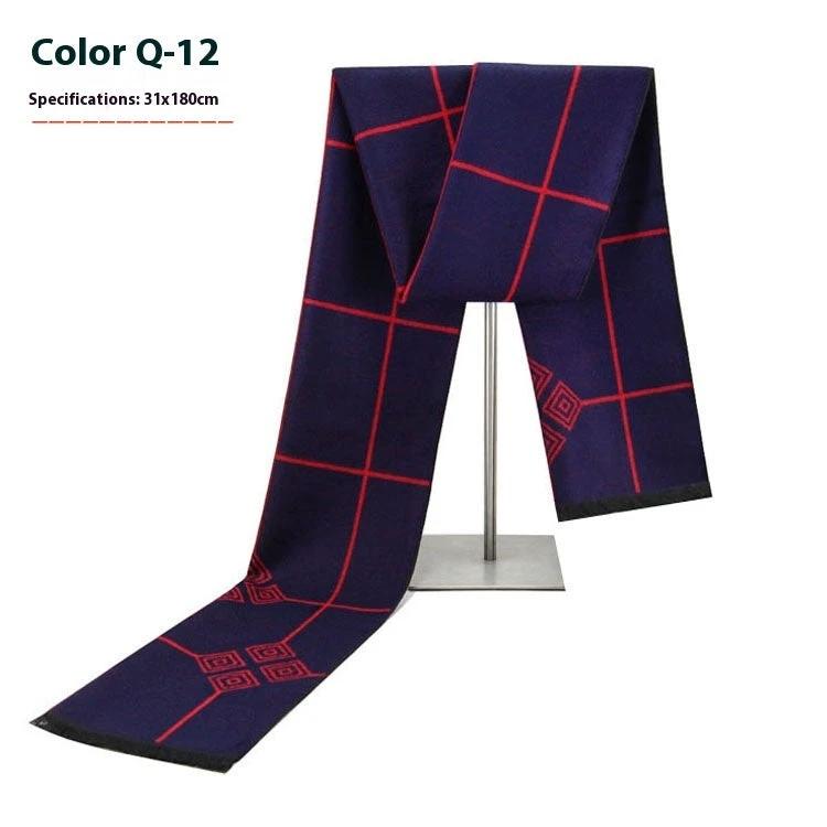 Men's Warm Cashmere-like Striped Scarf by GJG Denim