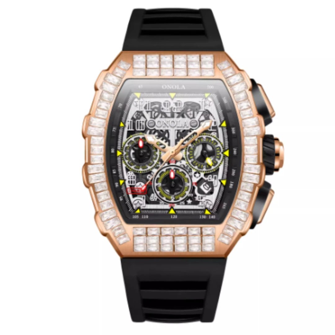 Men's Luxury Square Diamond Watch With Star Pattern by GJG Denim