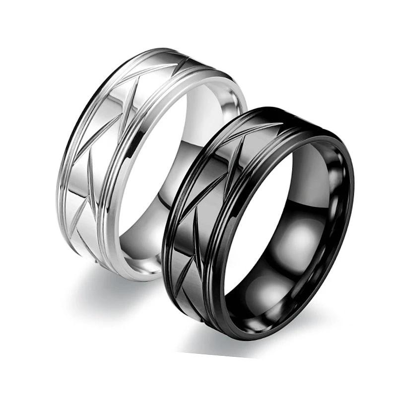 Titanium Steel Frosted Men's Ring by GJG Denim