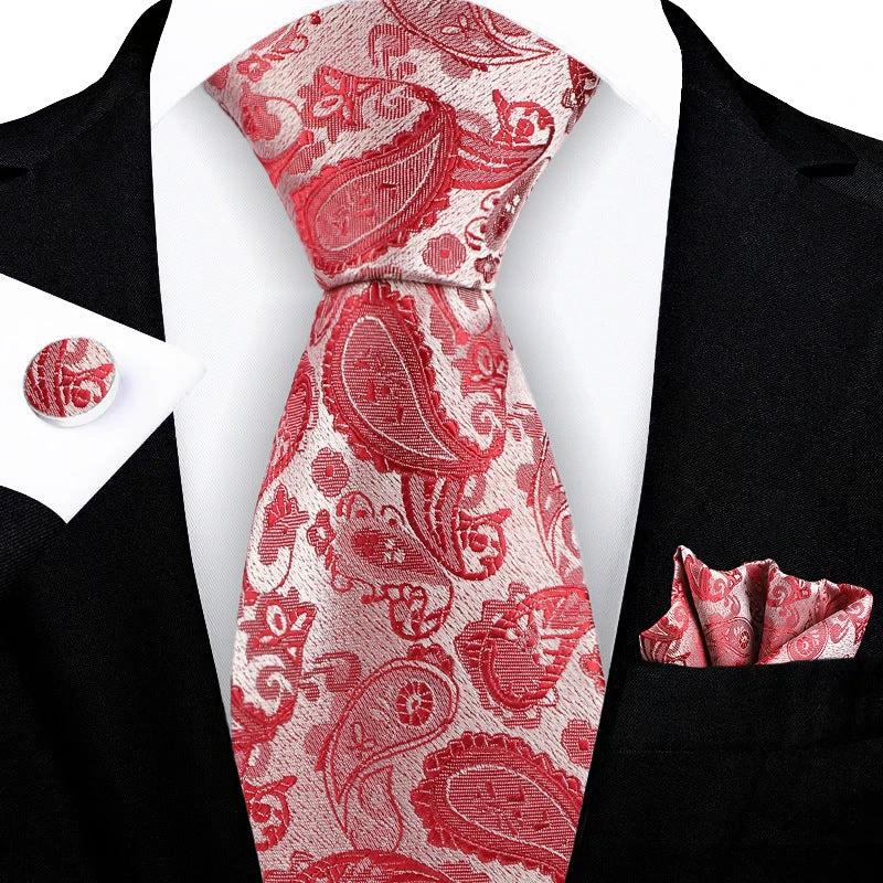 Jacquard-embroidered Cashew Flower Tie For Men by GJG Denim