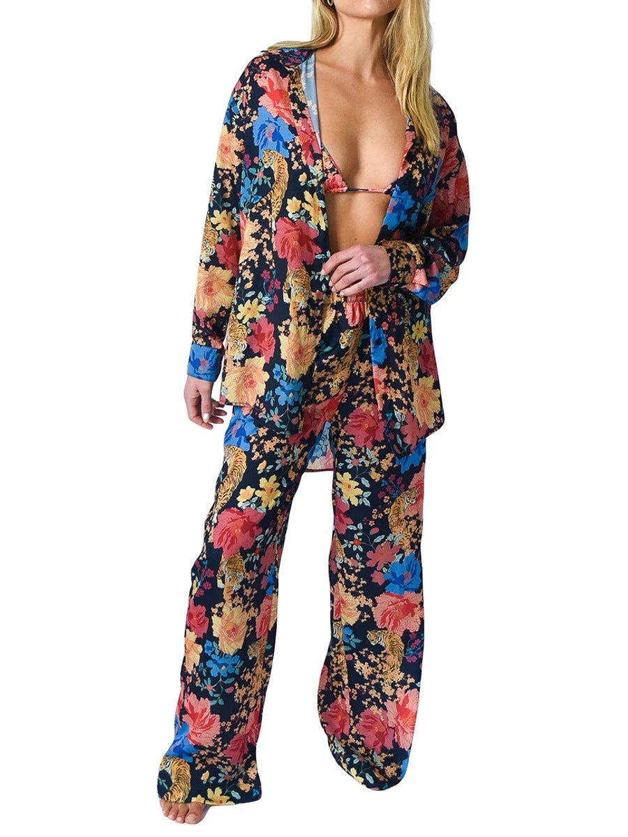 Loose Printed Shirt Women's Suit by GJG Denim